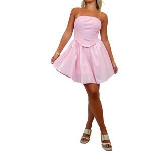 NEW BABY PINK strapless babydoll corset dress in pink